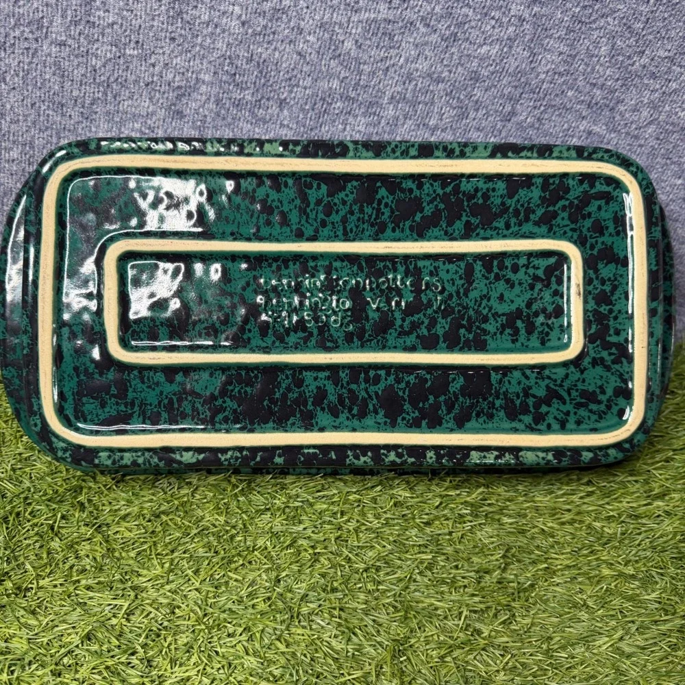 Bennington Potters Vermont Green Spongeware Rectangular Baker Dish 1183 Read